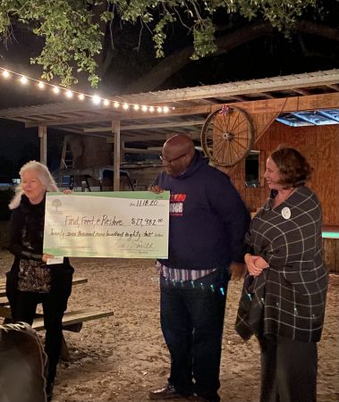 Find, Feed & Restore accepting their 2020 WGA Grant. Pictured left to right: Becky Elswick, WGA Grant Chair, Brian Broadway Founder & Shannon Herrera, ED.